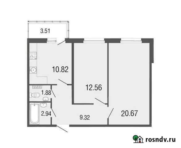 2-комнатная квартира, 58 м², 2/4 эт. на продажу в Токсово Токсово - изображение 1