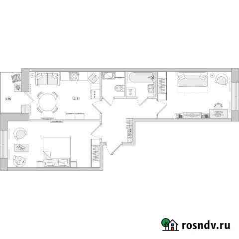 2-комнатная квартира, 56 м², 8/12 эт. на продажу в Янино-1 Янино-1