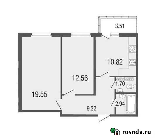 2-комнатная квартира, 56 м², 4/4 эт. на продажу в Токсово Токсово - изображение 1