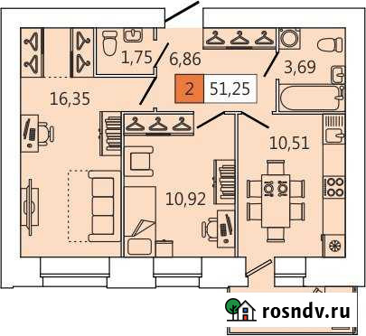 2-комнатная квартира, 51 м², 11/11 эт. на продажу в Северодвинске Северодвинск - изображение 1