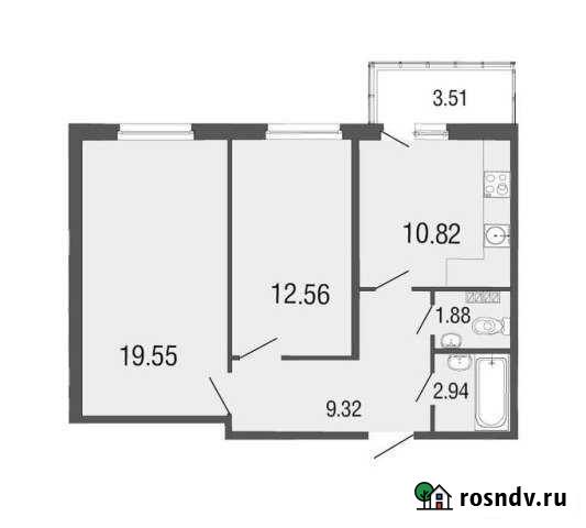 2-комнатная квартира, 57 м², 2/4 эт. на продажу в Токсово Токсово - изображение 1