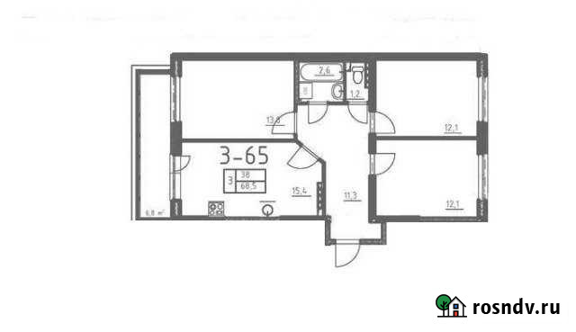 3-комнатная квартира, 68 м², 3/4 эт. на продажу в Сертолово Сертолово - изображение 1