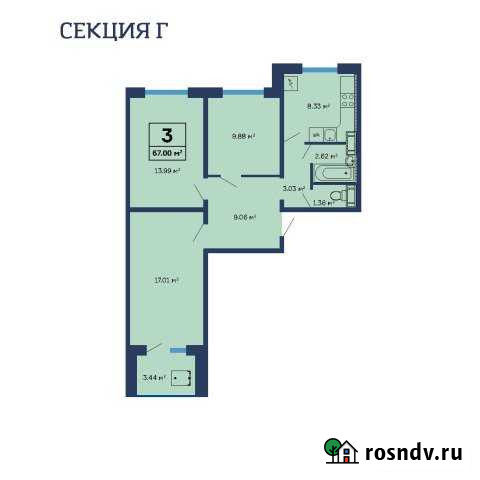 3-комнатная квартира, 67 м², 6/9 эт. на продажу в Стерлитамаке Стерлитамак - изображение 1