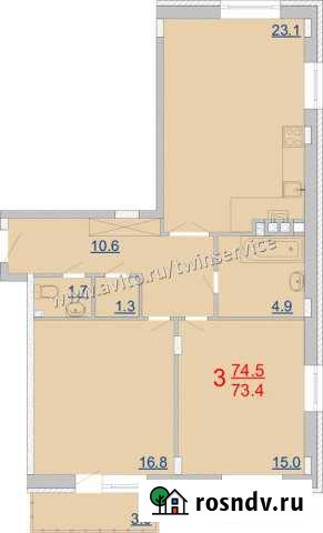 3-комнатная квартира, 73 м², 5/5 эт. на продажу в Туле Тула - изображение 1