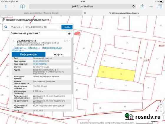 Участок ИЖС 22 сот. на продажу в Подгоренском Подгоренский