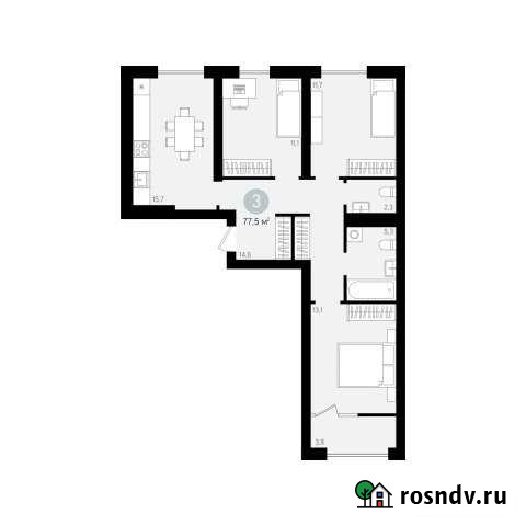 3-комнатная квартира, 77 м², 4/17 эт. на продажу в Сургуте Сургут - изображение 1