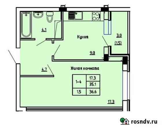 1-комнатная квартира, 36 м², 2/7 эт. на продажу в Красненькой Красненькая