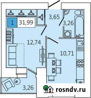 1-комнатная квартира, 32 м², 11/11 эт. на продажу в Северодвинске Северодвинск - изображение 1