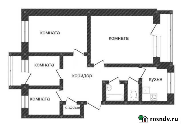 4-комнатная квартира, 78 м², 3/5 эт. на продажу в Семибратово Семибратово - изображение 1