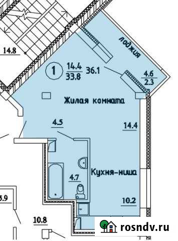 Своб. планировка, 36.3 кв.м., 6/16 эт. Киров - изображение 1