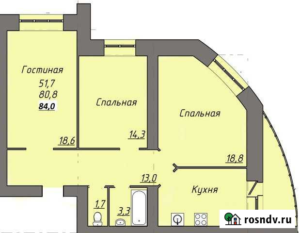 3-комнатная квартира, 84 м², 4/16 эт. на продажу в Саранске Саранск - изображение 1