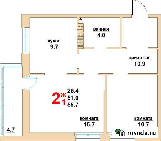 2-комнатная квартира, 55 м², 7/16 эт. на продажу в Верхней Пышме Верхняя Пышма - изображение 1