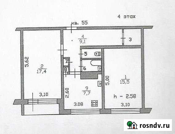 2-комнатная квартира, 55 м², 4/5 эт. на продажу в Выборге Выборг - изображение 1