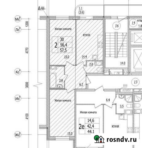 2-комнатная квартира, 57 м², 3/12 эт. на продажу в Буграх Бугры - изображение 1