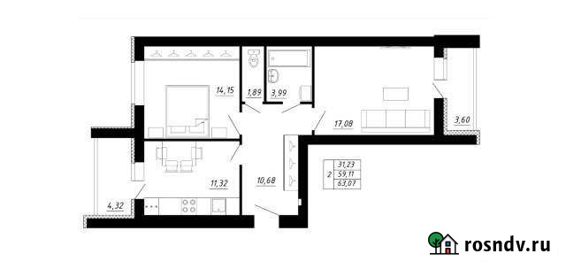 2-комнатная квартира, 63 м², 6/9 эт. на продажу в Салавате Салават - изображение 1