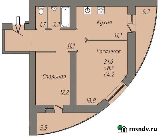 2-комнатная квартира, 64 м², 10/16 эт. на продажу в Саранске Саранск - изображение 1