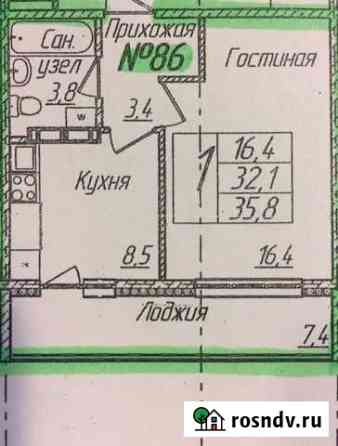 Своб. планировка, 32.1 кв.м., 10/16 эт. Кемерово