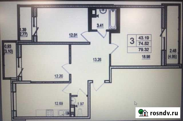 3-комнатная квартира, 75 м², 6/9 эт. на продажу в Романовке Романовка - изображение 1