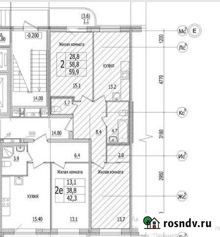 2-комнатная квартира, 59 м², 1/12 эт. на продажу в Буграх Бугры - изображение 1