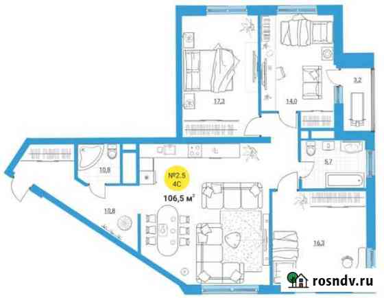 4-комнатная квартира, 106 м², 14/32 эт. на продажу в Екатеринбурге Екатеринбург