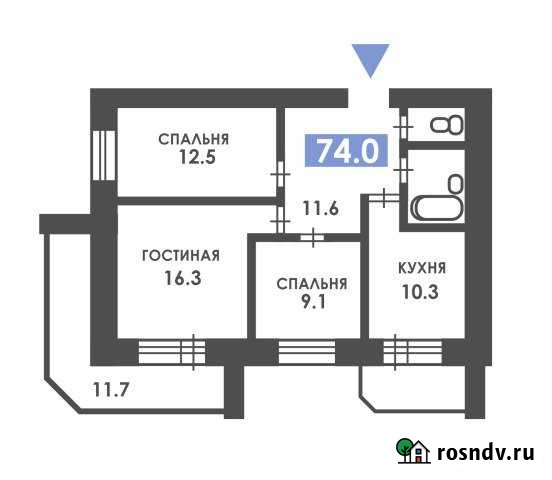 3-комнатная квартира, 74 м², 2/9 эт. на продажу в Благовещенске Благовещенск - изображение 1