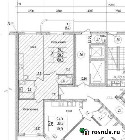 2-комнатная квартира, 60 м², 3/12 эт. на продажу в Буграх Бугры - изображение 1