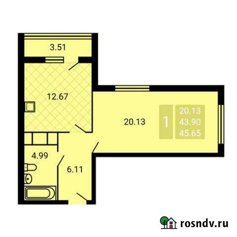 1-комнатная квартира, 45 м², 16/17 эт. на продажу в Домодедово Домодедово - изображение 1