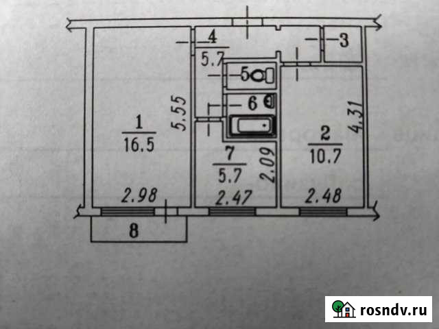 2-комнатная квартира, 44 м², 2/5 эт. на продажу в Лузино Лузино - изображение 1
