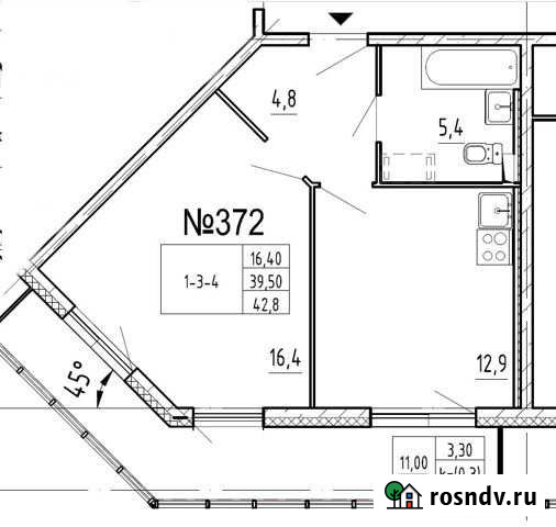 1-комнатная квартира, 42 м², 2/17 эт. на продажу в Старой Старая - изображение 1