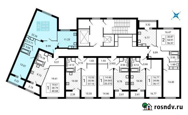 2-комнатная квартира, 62 м², 17/17 эт. на продажу в Домодедово Домодедово - изображение 1