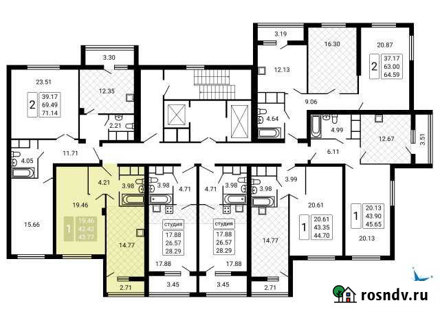 1-комнатная квартира, 43 м², 12/17 эт. на продажу в Домодедово Домодедово - изображение 1