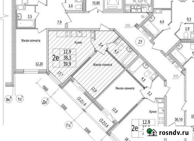 1-комнатная квартира, 39 м², 8/12 эт. на продажу в Буграх Бугры - изображение 1
