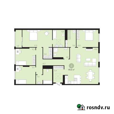 4-комнатная квартира, 141 м², 10/10 эт. на продажу в Тюмени Тюмень - изображение 1