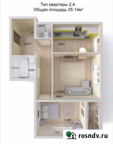 2-комнатная квартира, 54 м², 15/16 эт. на продажу в Тобольске Тобольск - изображение 1