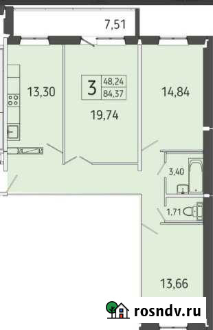 3-комнатная квартира, 84 м², 3/17 эт. на продажу в Томске Томск - изображение 1