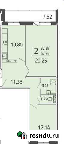 2-комнатная квартира, 63 м², 6/17 эт. на продажу в Томске Томск - изображение 1