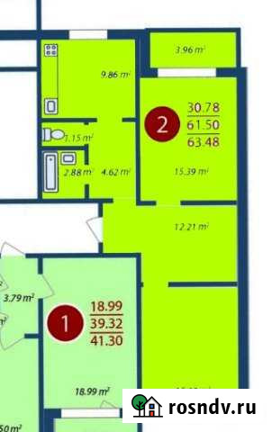 2-комнатная квартира, 64 м², 8/17 эт. на продажу в Островцах Островцы - изображение 1
