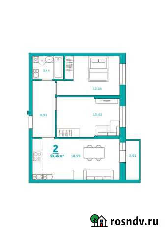 2-комнатная квартира, 57 м², 7/9 эт. на продажу в Туле Тула - изображение 1