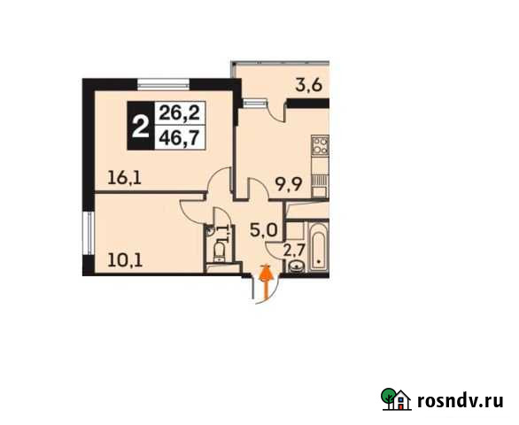 2-комнатная квартира, 46 м², 23/25 эт. на продажу в Одинцово Одинцово - изображение 1