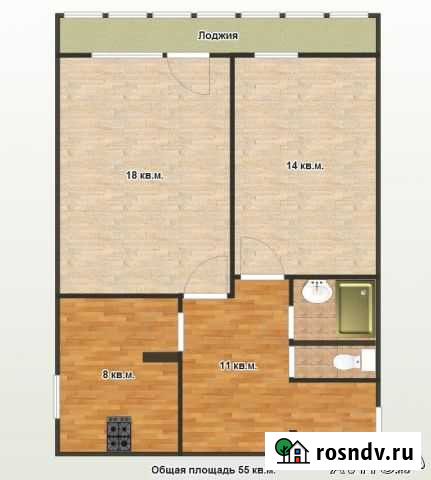 2-комнатная квартира, 55 м², 2/5 эт. на продажу в Светлогорске Светлогорск - изображение 1