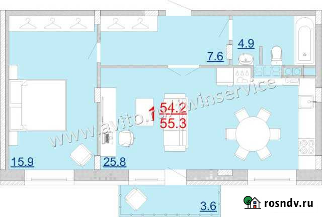 2-комнатная квартира, 55 м², 3/5 эт. на продажу в Туле Тула - изображение 1