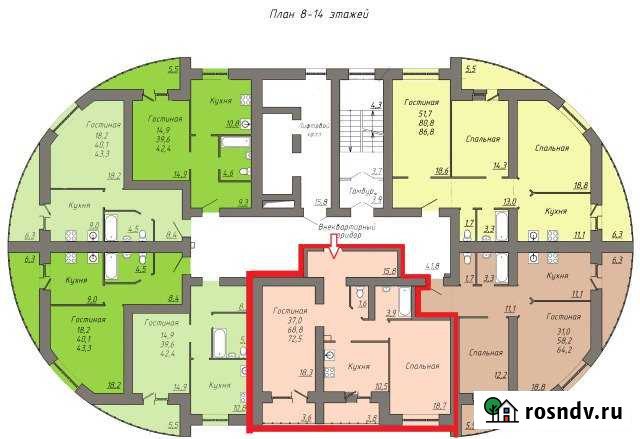 2-комнатная квартира, 72 м², 11/16 эт. на продажу в Саранске Саранск - изображение 1