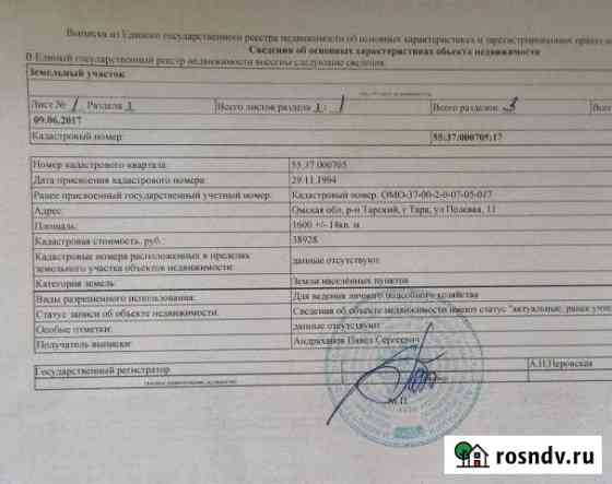 Участок ИЖС 16 сот. на продажу в Таре Тара