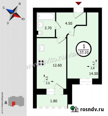1-комнатная квартира, 37 м², 2/3 эт. на продажу в Муроме Муром - изображение 1