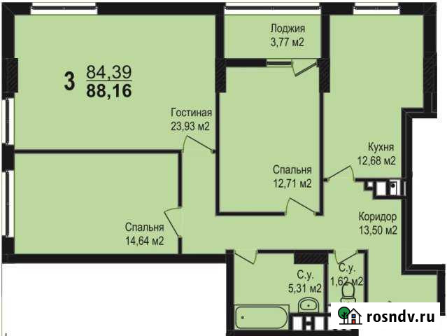 3-комнатная квартира, 88 м², 7/20 эт. в аренду на длительный срок в Саратове Саратов - изображение 1