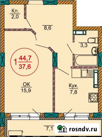 1-комнатная квартира, 44 м², 3/18 эт. на продажу в Томске Томск - изображение 1