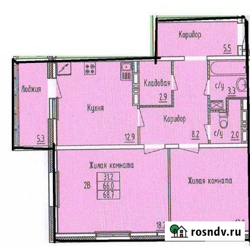 2-комнатная квартира, 69 м², 5/18 эт. на продажу в Зеленодольске Зеленодольск - изображение 1
