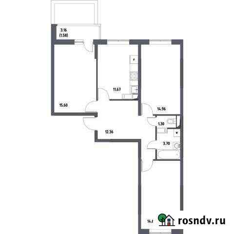 3-комнатная квартира, 75 м², 2/17 эт. на продажу в Октябрьском Московской области Октябрьский