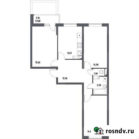 3-комнатная квартира, 75 м², 2/17 эт. на продажу в Октябрьском Московской области Октябрьский - изображение 1
