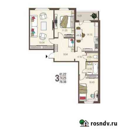 3-комнатная квартира, 76 м², 10/10 эт. на продажу в Курске Курск